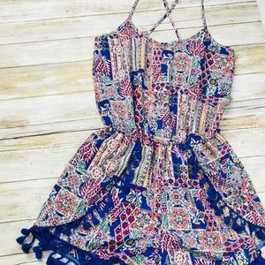 Colorful Romper with Tassels Women's Size Small